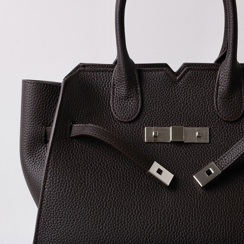 Women's Full-Grain Leather Drawstring Buckle Satchel Handbag with Crossbody Strap