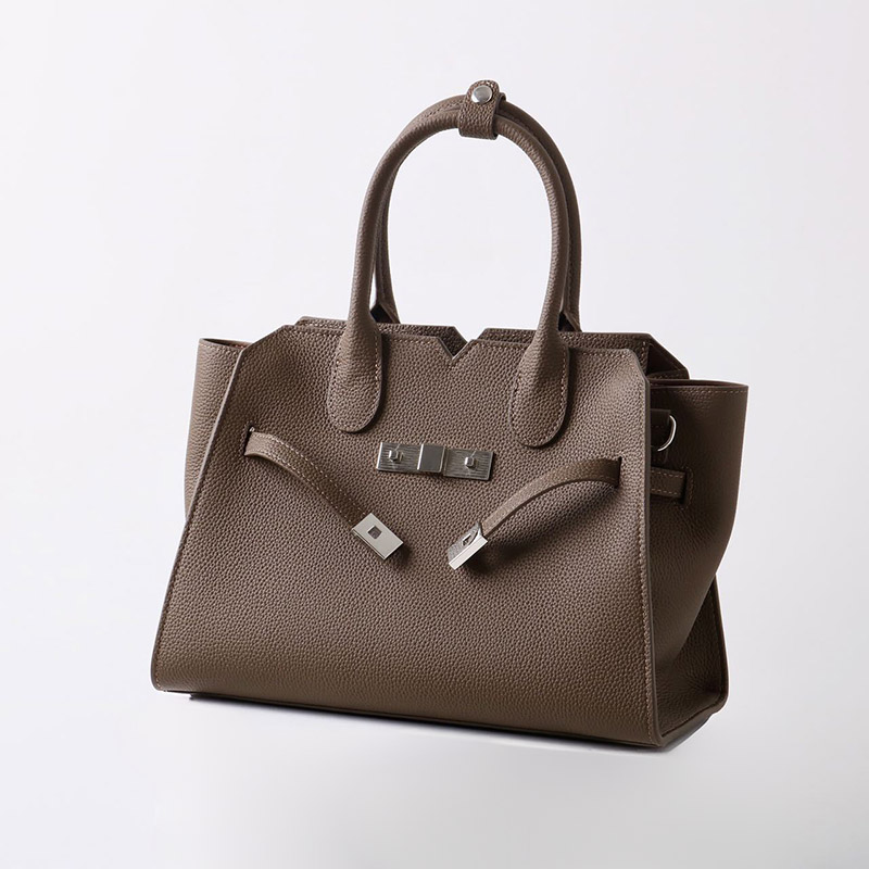 Women's Full-Grain Leather Drawstring Buckle Satchel Handbag with Crossbody Strap
