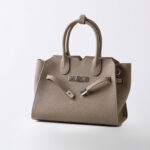 Women's Full-Grain Leather Drawstring Buckle Satchel Handbag with Crossbody Strap