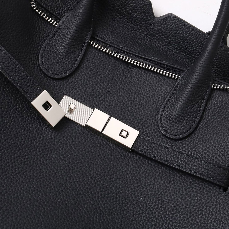 Women's Full-Grain Leather Drawstring Buckle Satchel Handbag with Crossbody Strap