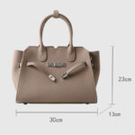 Women's Full-Grain Leather Drawstring Buckle Satchel Handbag with Crossbody Strap