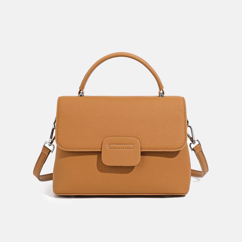 Women's Full-Grain Leather Flap Top Handle Crossbody Shoulder Bag