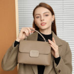 Women's Full-Grain Leather Flap Top Handle Crossbody Shoulder Bag