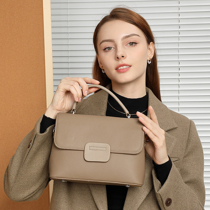 Women's Full-Grain Leather Flap Top Handle Crossbody Shoulder Bag
