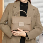 Women's Full-Grain Leather Flap Top Handle Crossbody Shoulder Bag
