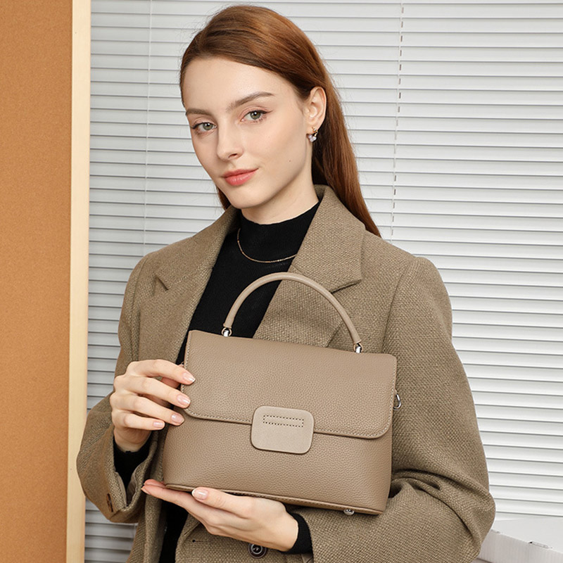 Women's Full-Grain Leather Flap Top Handle Crossbody Shoulder Bag