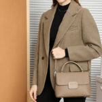 Women's Full-Grain Leather Flap Top Handle Crossbody Shoulder Bag