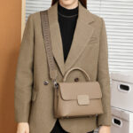 Women's Full-Grain Leather Flap Top Handle Crossbody Shoulder Bag