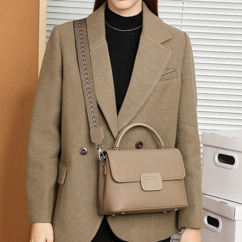 Women's Full-Grain Leather Flap Top Handle Crossbody Shoulder Bag