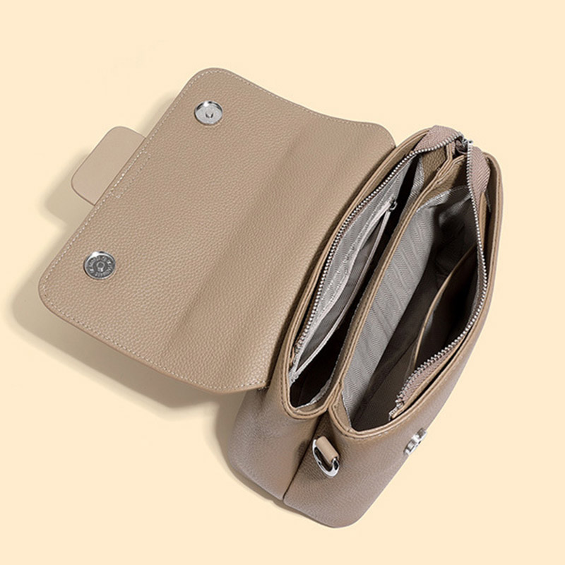 Women's Full-Grain Leather Flap Top Handle Crossbody Shoulder Bag