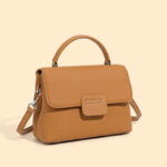 Women's Full-Grain Leather Flap Top Handle Crossbody Shoulder Bag