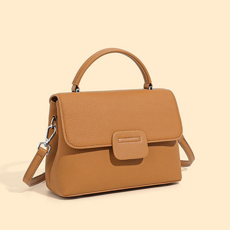 Women's Full-Grain Leather Flap Top Handle Crossbody Shoulder Bag