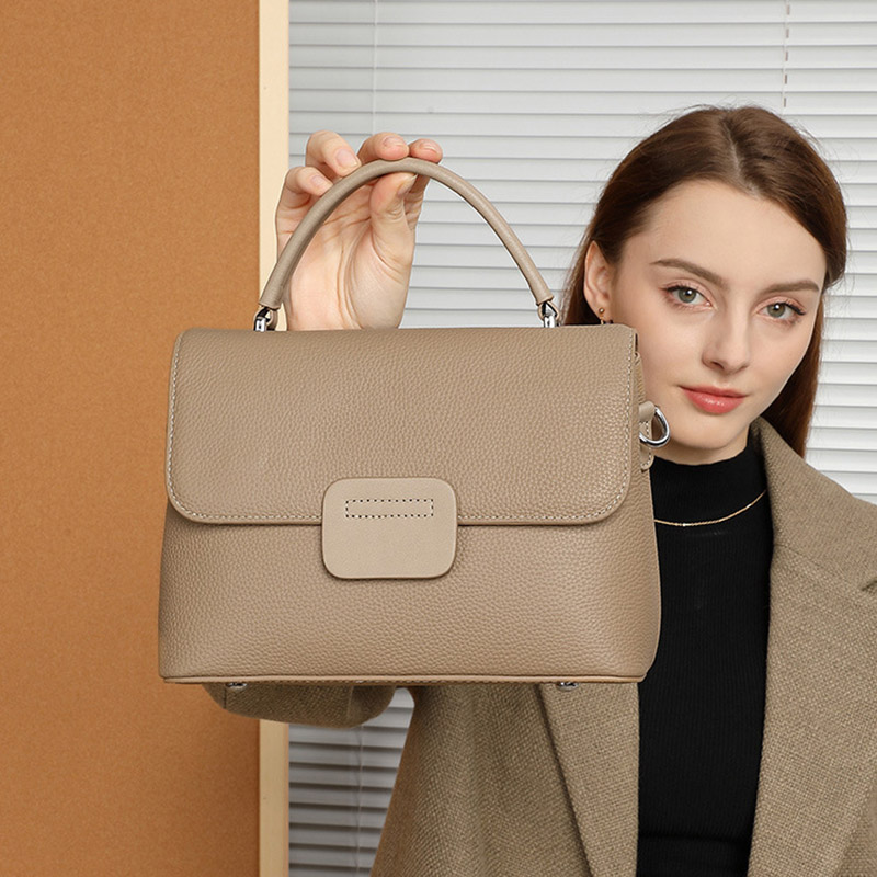 Women's Full-Grain Leather Flap Top Handle Crossbody Shoulder Bag