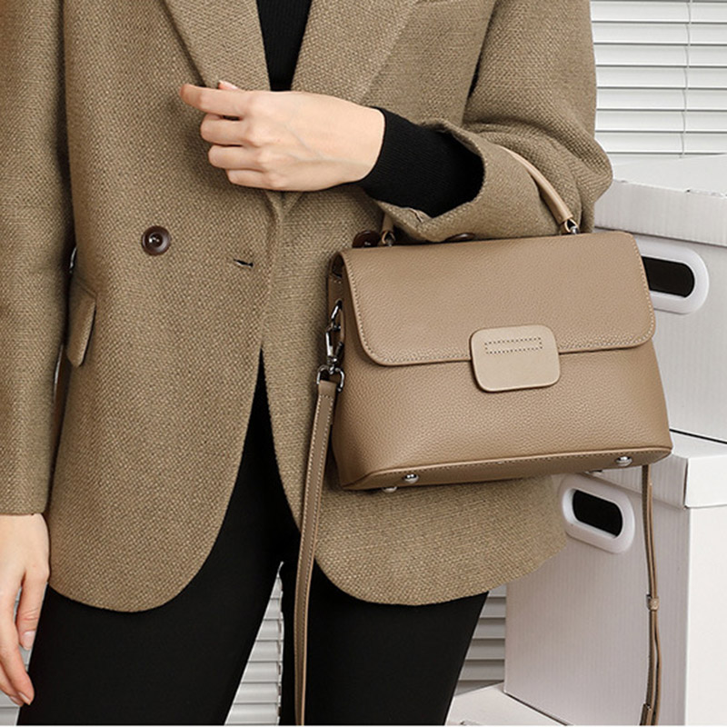 Women's Full-Grain Leather Flap Top Handle Crossbody Shoulder Bag