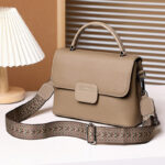 Women's Full-Grain Leather Flap Top Handle Crossbody Shoulder Bag