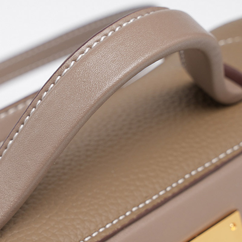 Sac à main en cuir pleine fleur avec fermeture Twist Lock et bandoulière pour femmes