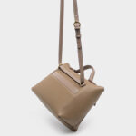 Sac à main en cuir pleine fleur avec fermeture Twist Lock et bandoulière pour femmes
