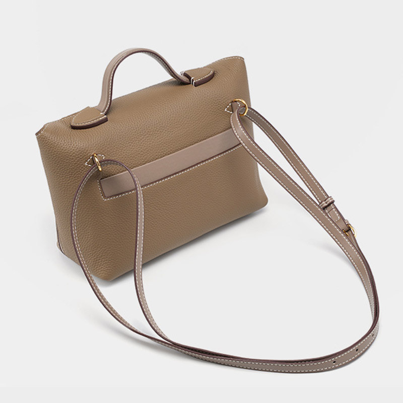 Sac à main en cuir pleine fleur avec fermeture Twist Lock et bandoulière pour femmes