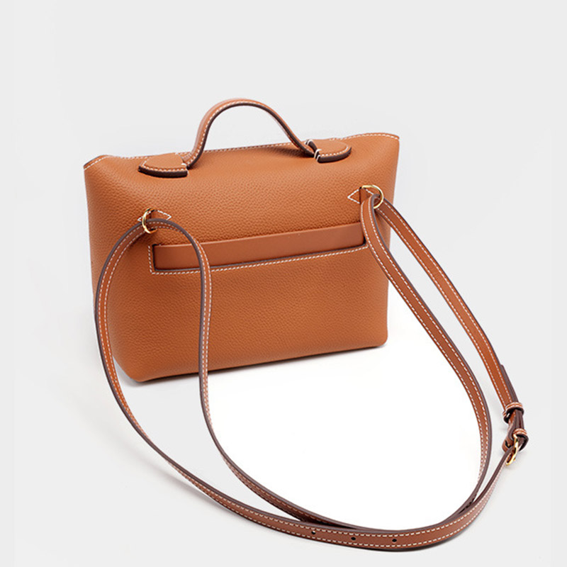 Sac à main en cuir pleine fleur avec fermeture Twist Lock et bandoulière pour femmes