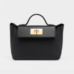 Sac à main en cuir pleine fleur avec fermeture Twist Lock et bandoulière pour femmes