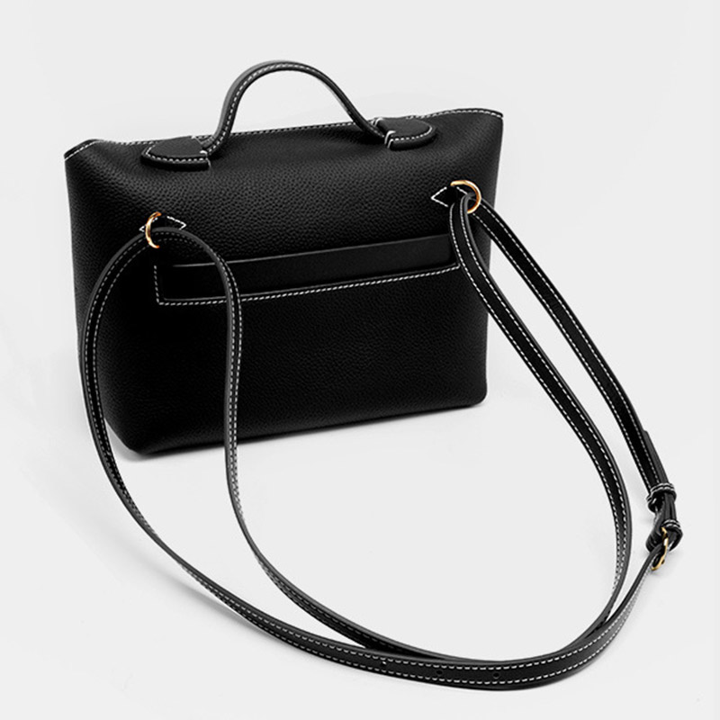Sac à main en cuir pleine fleur avec fermeture Twist Lock et bandoulière pour femmes