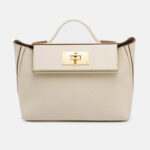 Sac à main en cuir pleine fleur avec fermeture Twist Lock et bandoulière pour femmes