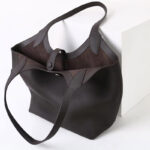 Women's Full-Grain Leather Magnetic Snap Shoulder Tote Bags