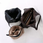 Women's Full-Grain Leather Magnetic Snap Shoulder Tote Bags