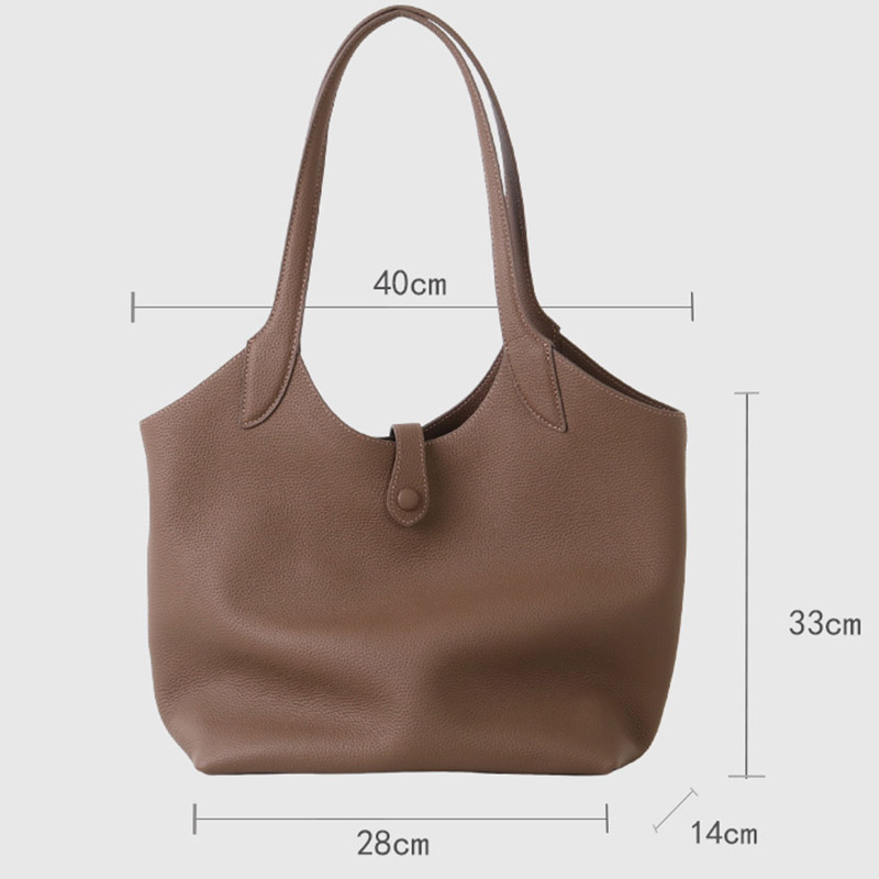 Women's Full-Grain Leather Magnetic Snap Shoulder Tote Bags