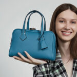 Women's Full-Grain Leather Pillow-Shaped Crossbody Shoulder Strap Handbag With Lock Detail