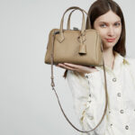 Women's Full-Grain Leather Pillow-Shaped Crossbody Shoulder Strap Handbag With Lock Detail