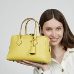 Women's Full-Grain Leather Pillow-Shaped Crossbody Shoulder Strap Handbag With Lock Detail