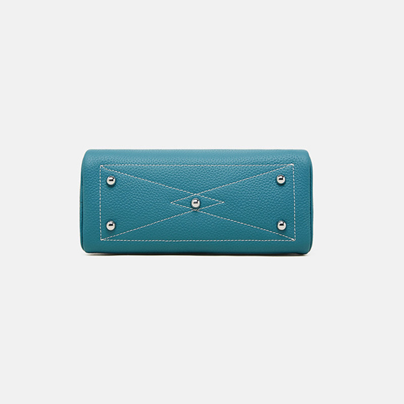 Women's Full-Grain Leather Pillow-Shaped Crossbody Shoulder Strap Handbag With Lock Detail
