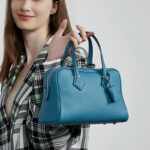 Women's Full-Grain Leather Pillow-Shaped Crossbody Shoulder Strap Handbag With Lock Detail