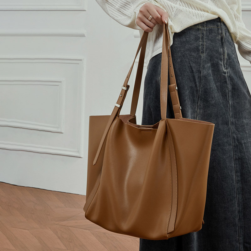 Fourre-tout en cuir véritable vintage pour femmes