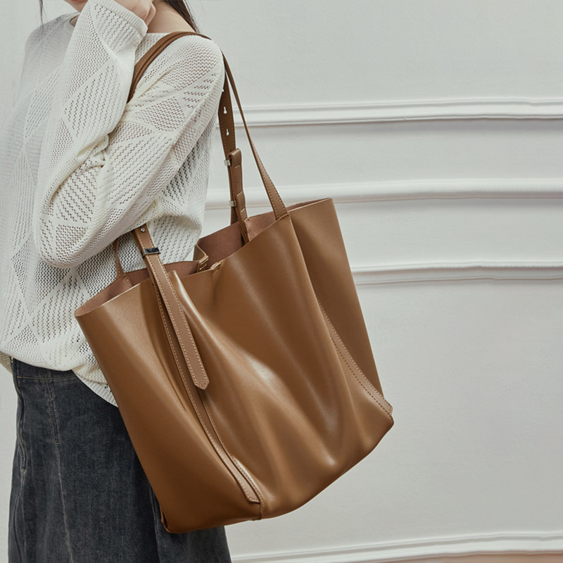 Fourre-tout en cuir véritable vintage pour femmes