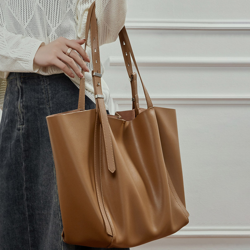 Fourre-tout en cuir véritable vintage pour femmes