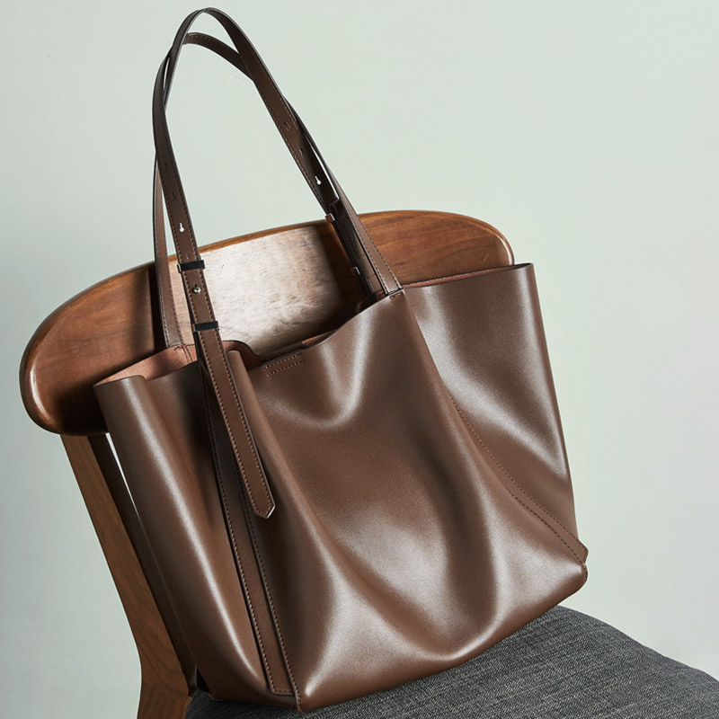 Fourre-tout en cuir véritable vintage pour femmes