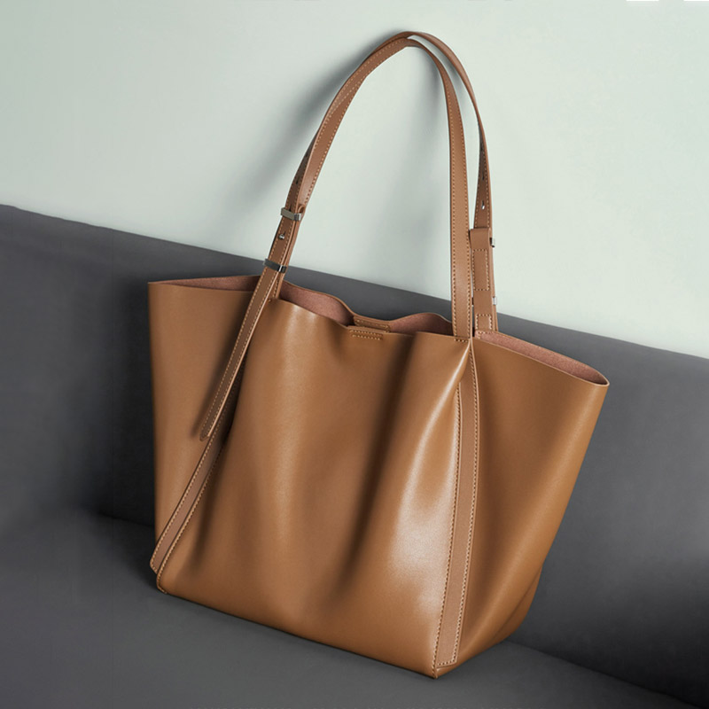 Fourre-tout en cuir véritable vintage pour femmes
