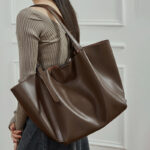 Fourre-tout en cuir véritable vintage pour femmes