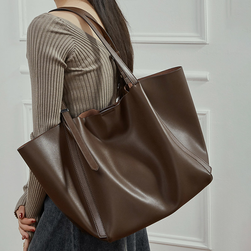 Fourre-tout en cuir véritable vintage pour femmes
