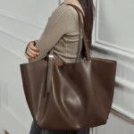 Fourre-tout en cuir véritable vintage pour femmes