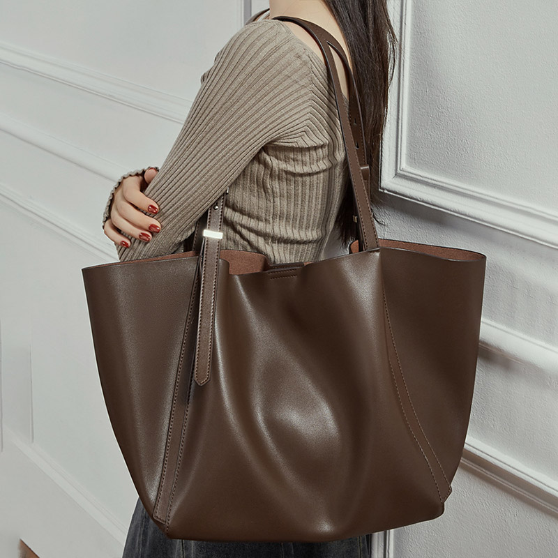 Fourre-tout en cuir véritable vintage pour femmes