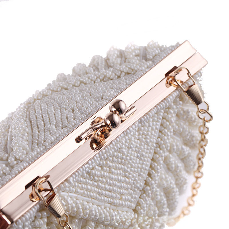 Pochette de soirée pour femmes avec perles de coquillage faites à la main