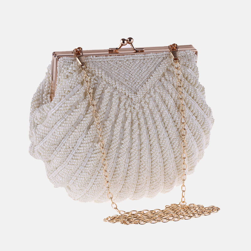 Pochette de soirée pour femmes avec perles de coquillage faites à la main
