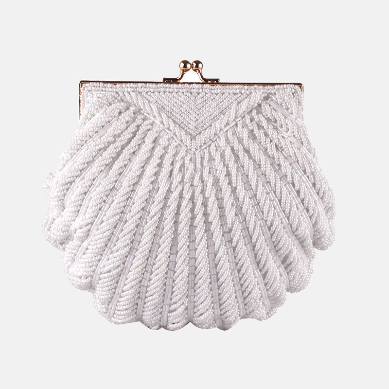 Pochette de soirée pour femmes avec perles de coquillage faites à la main