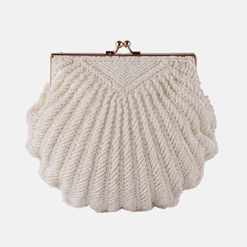 Women's Handmade Beads Seashell Evening Clutch