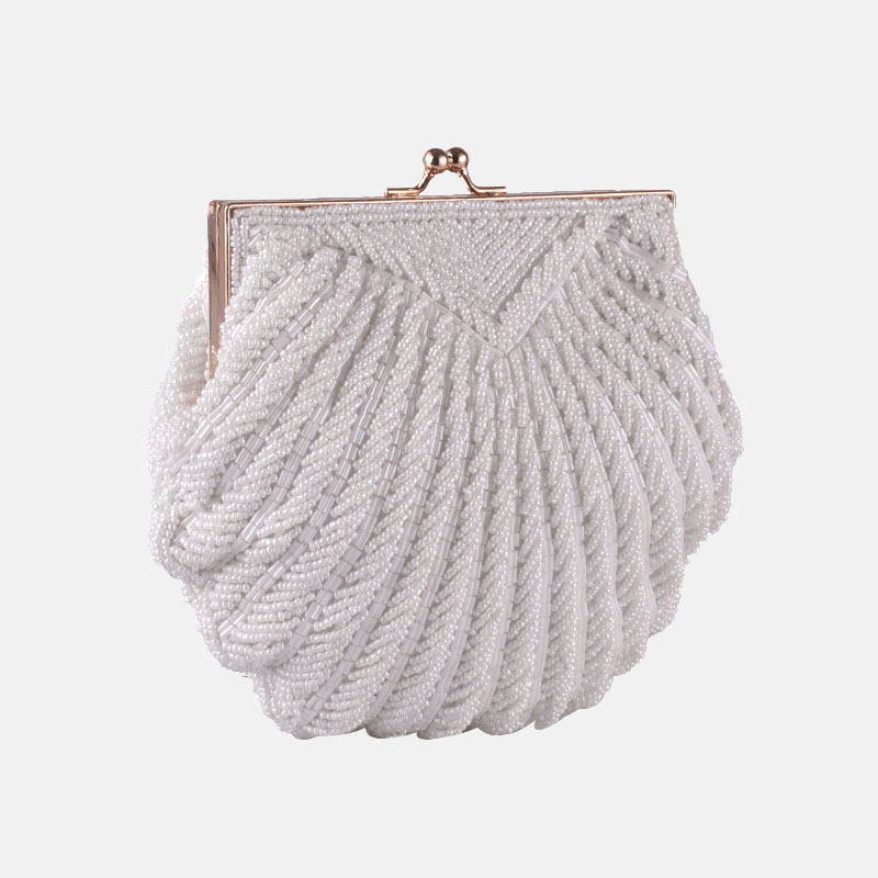 Pochette de soirée pour femmes avec perles de coquillage faites à la main