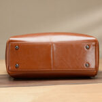 Women's Large Vintage Oil-Wax Split Leather Shoulder Tote Bag with Crossbody Strap