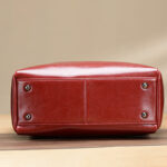 Women's Large Vintage Oil-Wax Split Leather Shoulder Tote Bag with Crossbody Strap